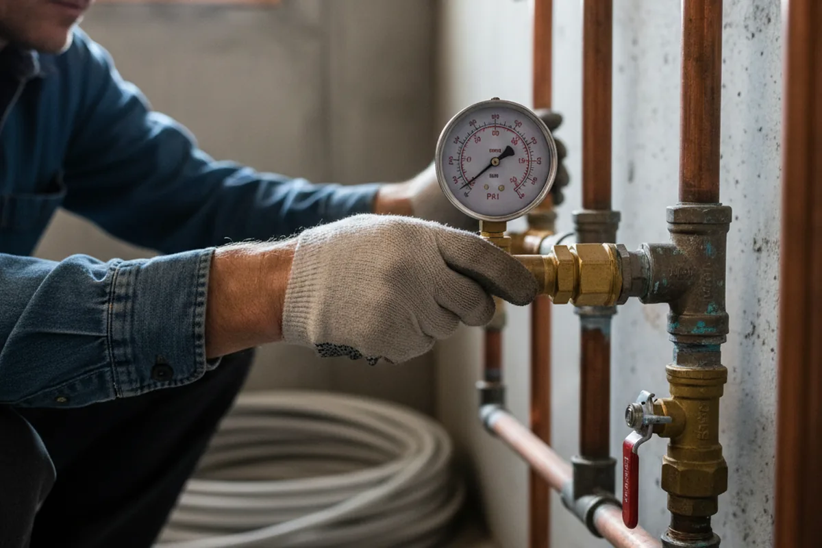 Pressure testing a repaired line during Water Line Repair in Mccomb